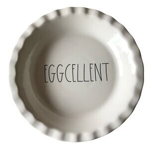 Rae Dunn Eggcellent Ceramic Cream Color Pie Plate With Fluted Edges -  NWT